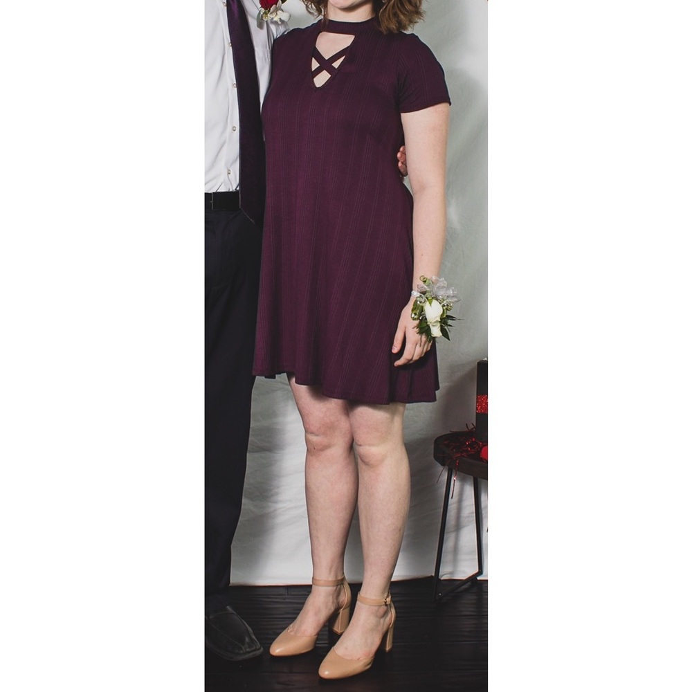 Short purple Ginger G dress with front cutouts
